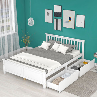 Pine Frame Bed With Drawers