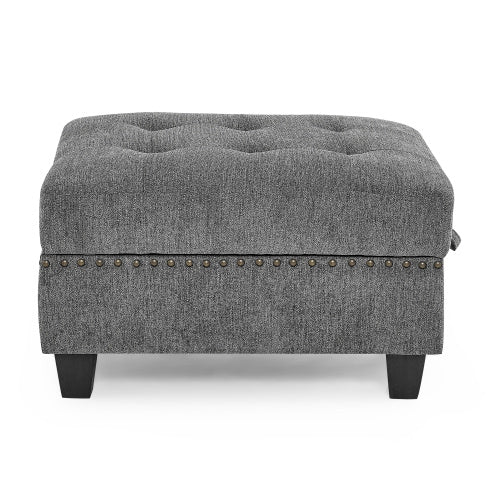 Ottoman Sofa For Modular Sectional, Grey Chenille