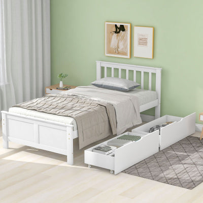 Pine Frame Bed With Drawers