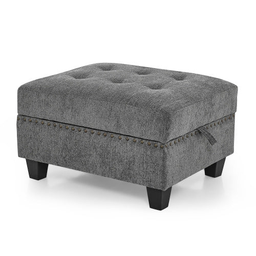 Ottoman Sofa For Modular Sectional, Grey Chenille