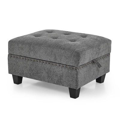 Ottoman Sofa For Modular Sectional, Grey Chenille